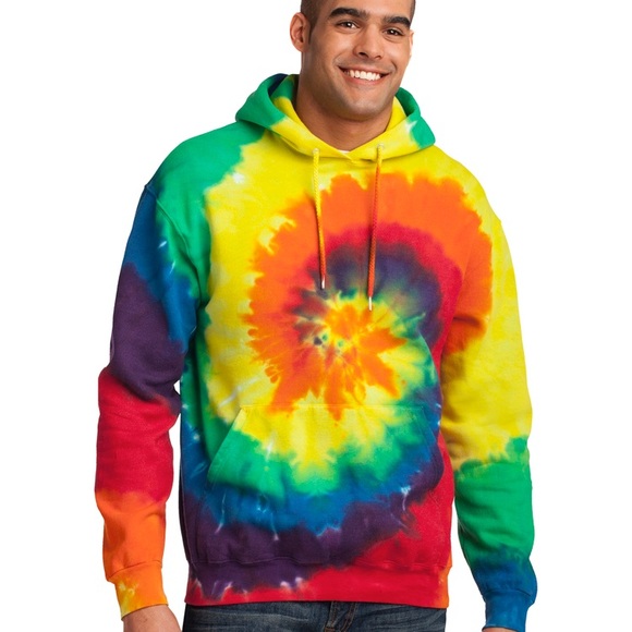 Tie-Dye Pullover Hooded Sweatshirt RAinbow - Picture 1 of 3